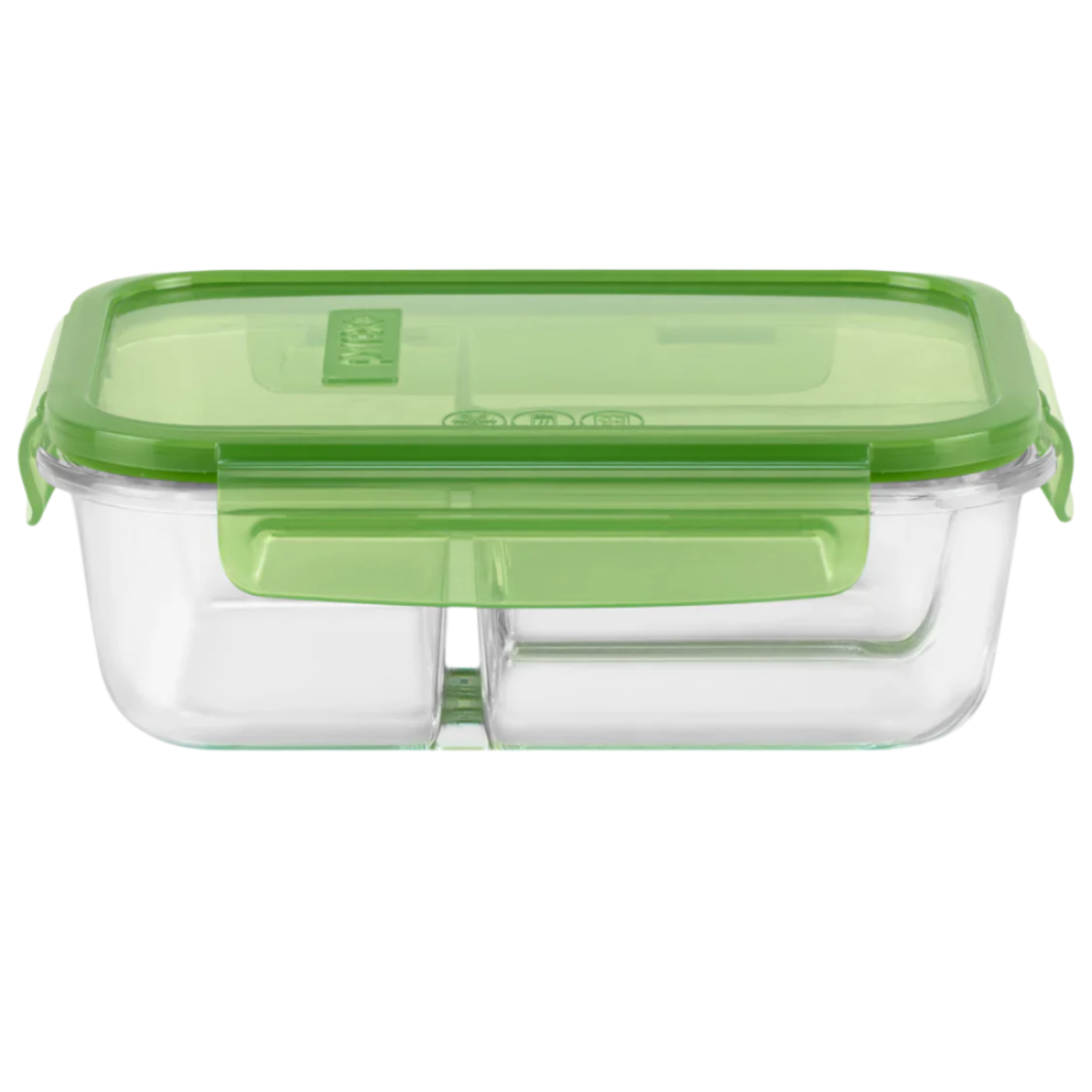 Pyrex Eco Divided 990ml Divided Glass Storage with Clapboard, Spoon & Fork