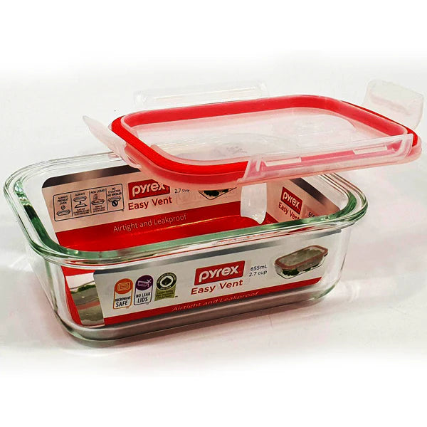 Pyrex Easy Vent 655ml Rectangular Glass Storage Container