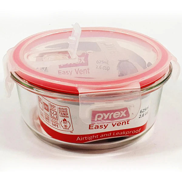 Pyrex Easy Vent 625ml Round Glass Storage Container