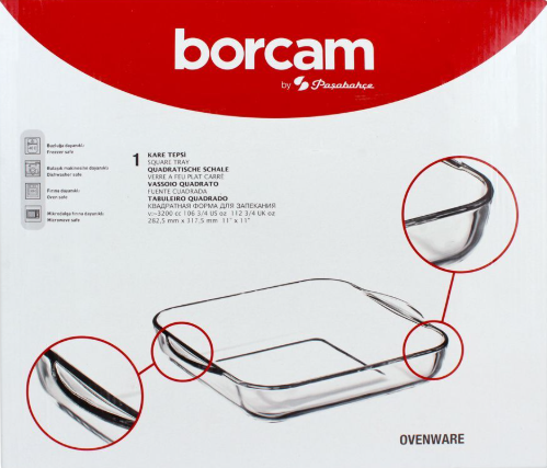 Pasabahce Borcam Ovenware Square Tray