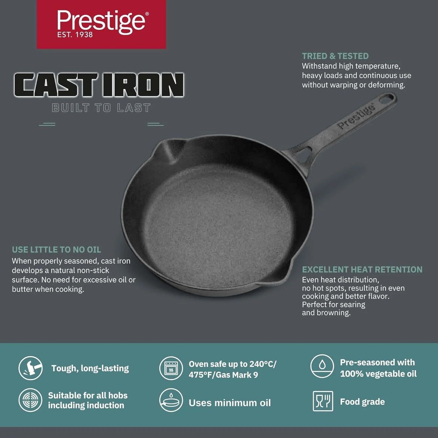 Prestige cast Iron Frypan- 20cm