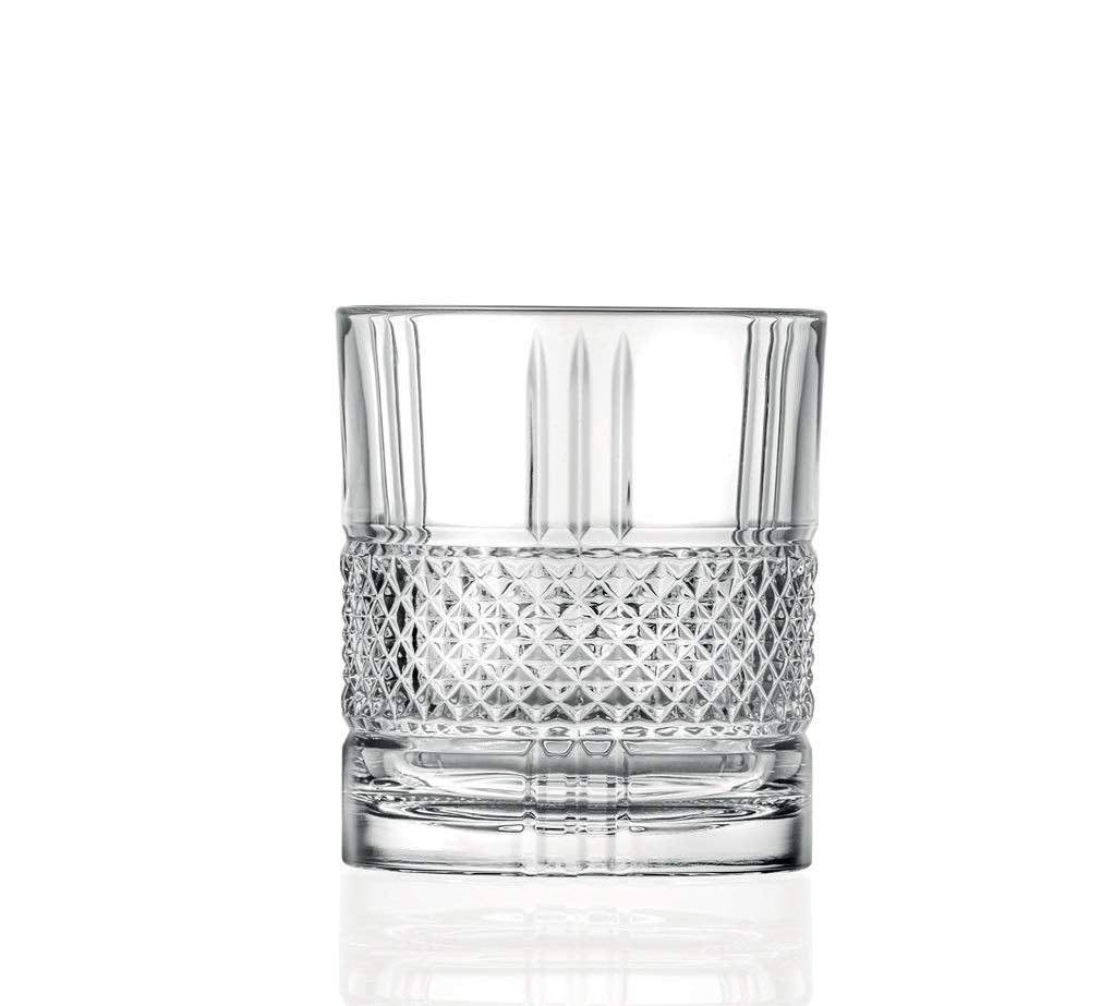 RCR Brillante Double Old Fashioned Crystal Glass, (Set of 6, Italy Made)