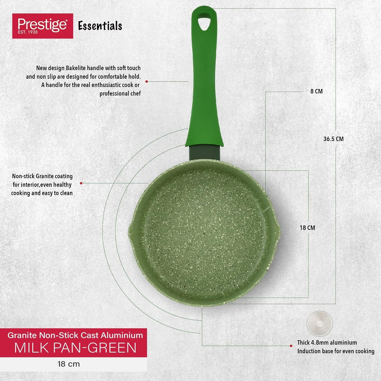 Prestige Essential Granite Milk Pan- 14cm