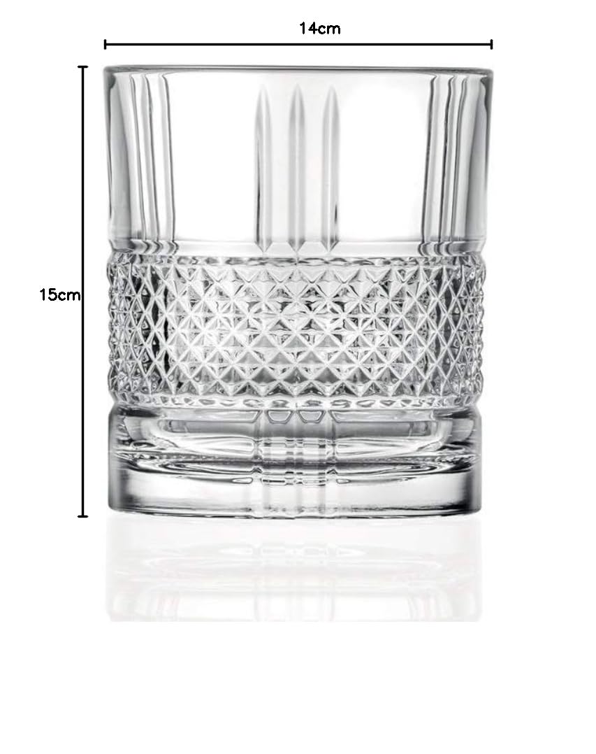 RCR Brillante Double Old Fashioned Crystal Glass, (Set of 6, Italy Made)