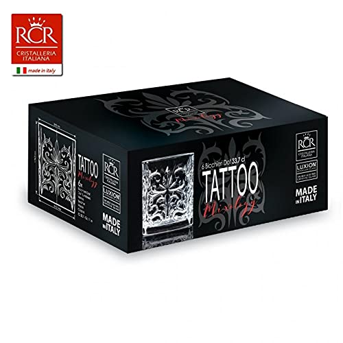 RCR Tattoo Double Old Fashioned Crystal Glass -Set of 6 (337 ml)