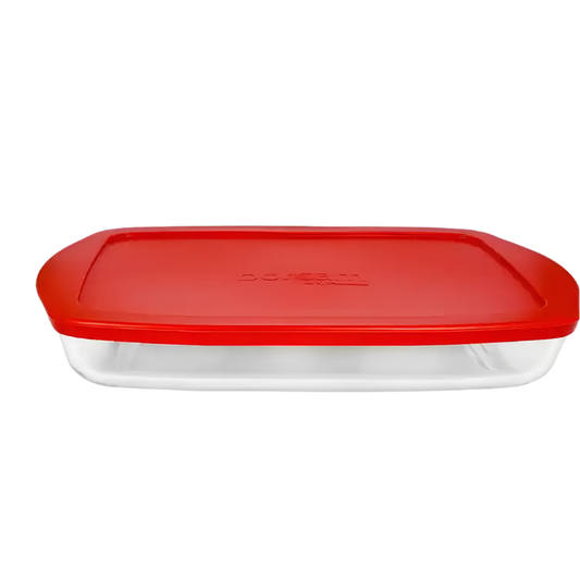 Pasabahce Borcam Rectangular Tray With Plastic Lid,
