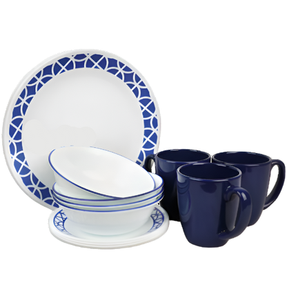 Corelle 16pc Dinner Set Cobalt Circle Price in Pakistan