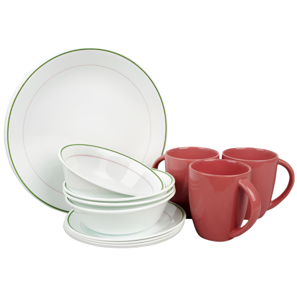 Corelle 16pc Dinner Set - Double Ring Green (DBRG)