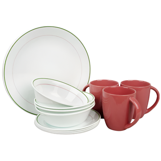 Corelle 16pc Dinner Set - Double Ring Green (DBRG)
