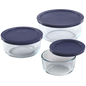 Pyrex Simply Store 6pc Round Glass Food Storage Container Set with Blue Lids