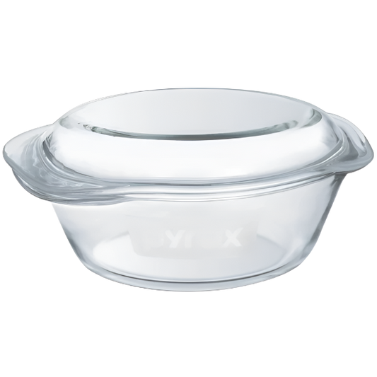 Pyrex 1.4L Round Casserole with Lid- Borosilicate Glass Bakeware