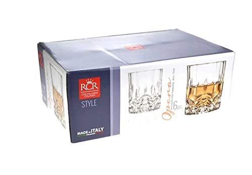 RCR Opera Double Old Fashioned Luxury Crystal Glass -Set of 6 (300 ml, Italy Made)