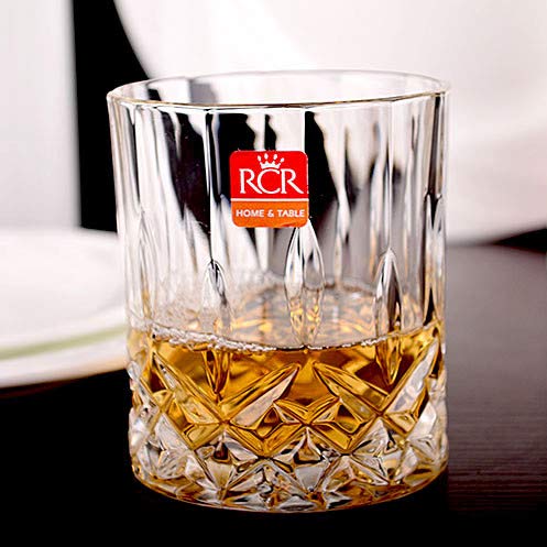 RCR Melodia Double Old Fashioned Luxury Crystal Glass- Set of 6 (340 ml, Italy Made)
