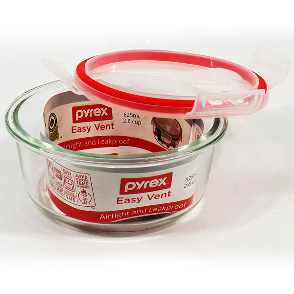 Pyrex Easy Vent 625ml Round Glass Storage Container
