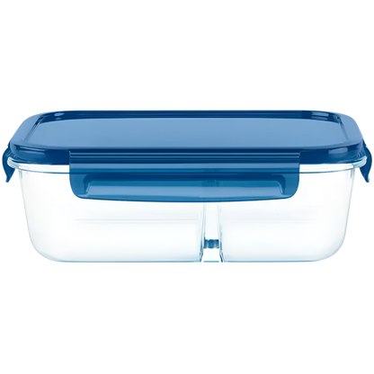 Pyrex Eco Divided 1.4L Divided Glass Storage with Clapboard, Spoon & Fork