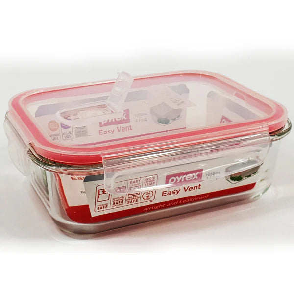 Pyrex Easy Vent 1050ml Rectangular Glass Storage Container