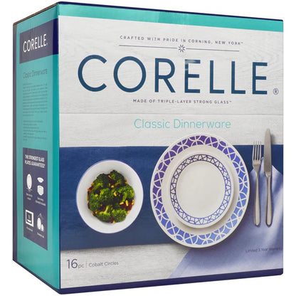 Corelle Cobalt Circle 16 Piece Dinnerware Set Vitrelle