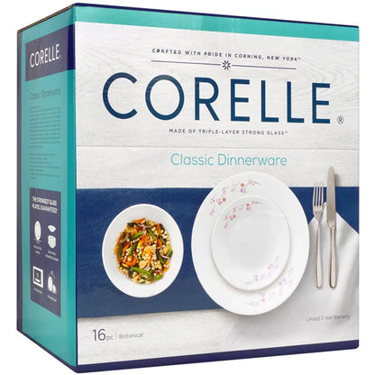 Corelle Botanical 16 Piece Dinnerware Set Vitrelle Glass