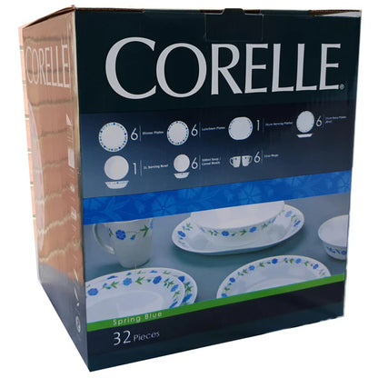 Corelle Spring Blue Livingware 32 Piece Dinner Set