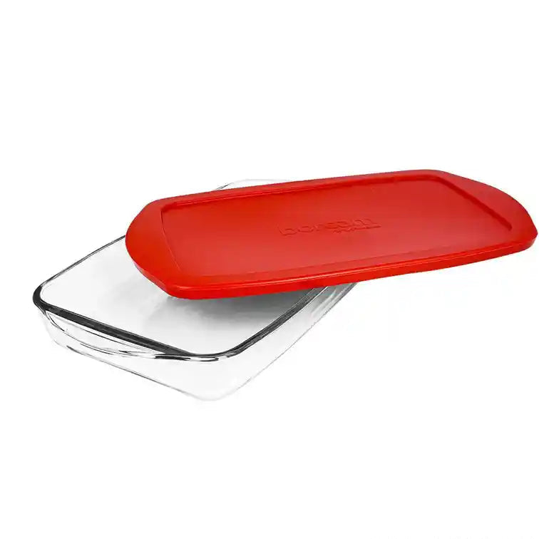 Pasabahce Borcam Rectangular Tray With Plastic Lid,