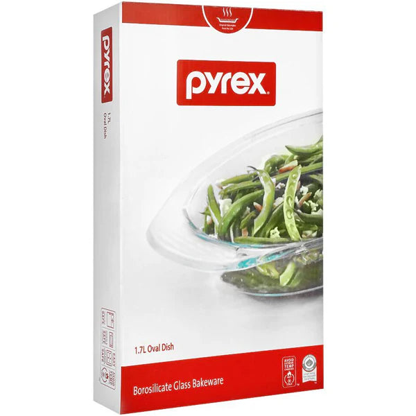 Pyrex 1.7L Oval Dish- Borosilicate Glass Bakeware