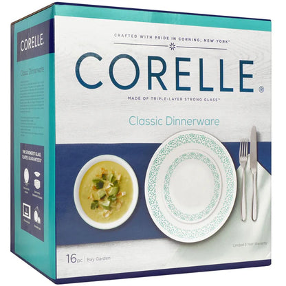 Corelle Bay Garden 16 Piece Dinner Set Vitrelle Glass