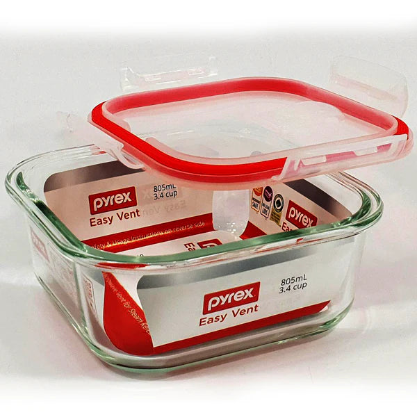 Pyrex Easy Vent 805ml Square Glass Storage Container
