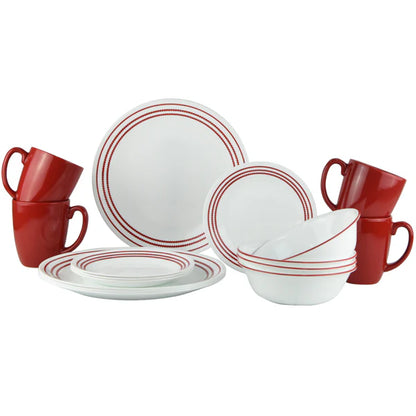 Corelle Ruby Red 16pc Livingware Dinnerware