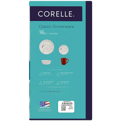 Corelle Splendor 16 Piece Dinnerware Vitrelle Glass