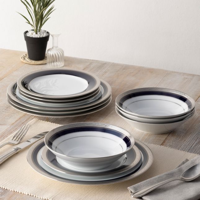 Noritake 98pcs Dinner Set- Crestwood Cobalt Platinum