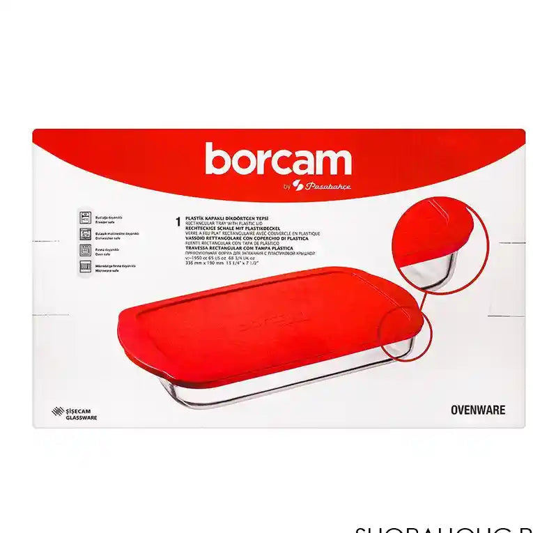 Pasabahce Borcam Rectangular Tray With Plastic Lid,