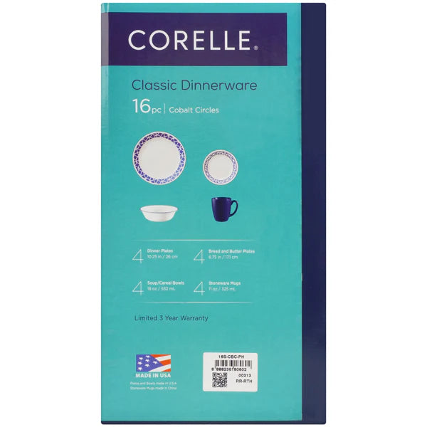 Corelle 16pc Dinner Set - Cobalt Circle