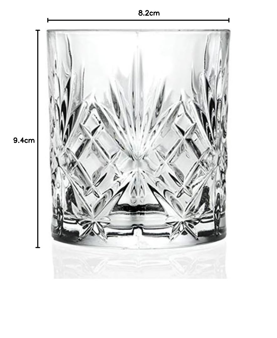 RCR Melodia Double Old Fashioned Luxury Crystal Glass- Set of 6 (340 ml, Italy Made)