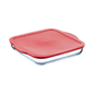 Pasabahce Borcam Square Tray With Red Plastic Lid