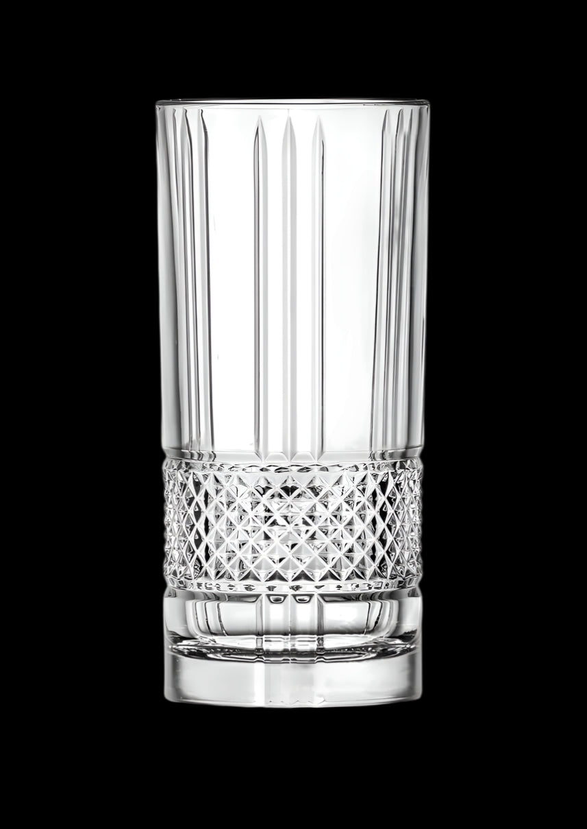 RCR Brillante Long Drink Crystal Water Juice Glasses Tumbler- Set of 6 (370 ml)