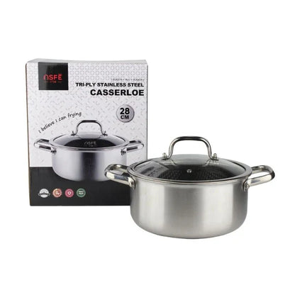 OSFE 28cm Deep Casserole with Glass Lid