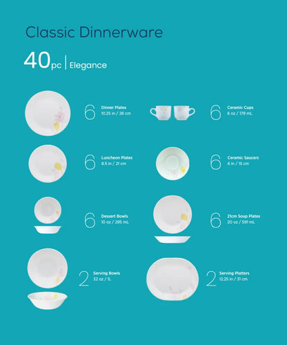 Corelle Elegance 40-Piece Dinnerware Set Price in Pakistan | Service for 6