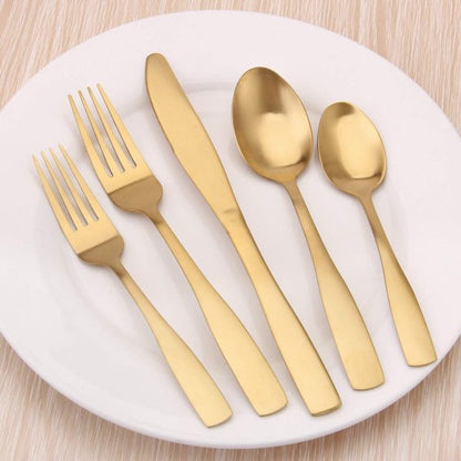 Danny Home 30-Pieces Stainless Steel Elegant Matte Gold Cutlery Set