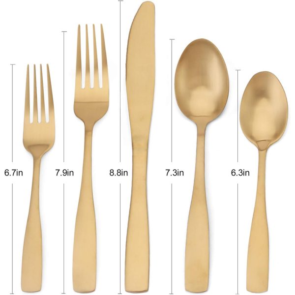 Danny Home 30-Pieces Stainless Steel Elegant Matte Gold Cutlery Set