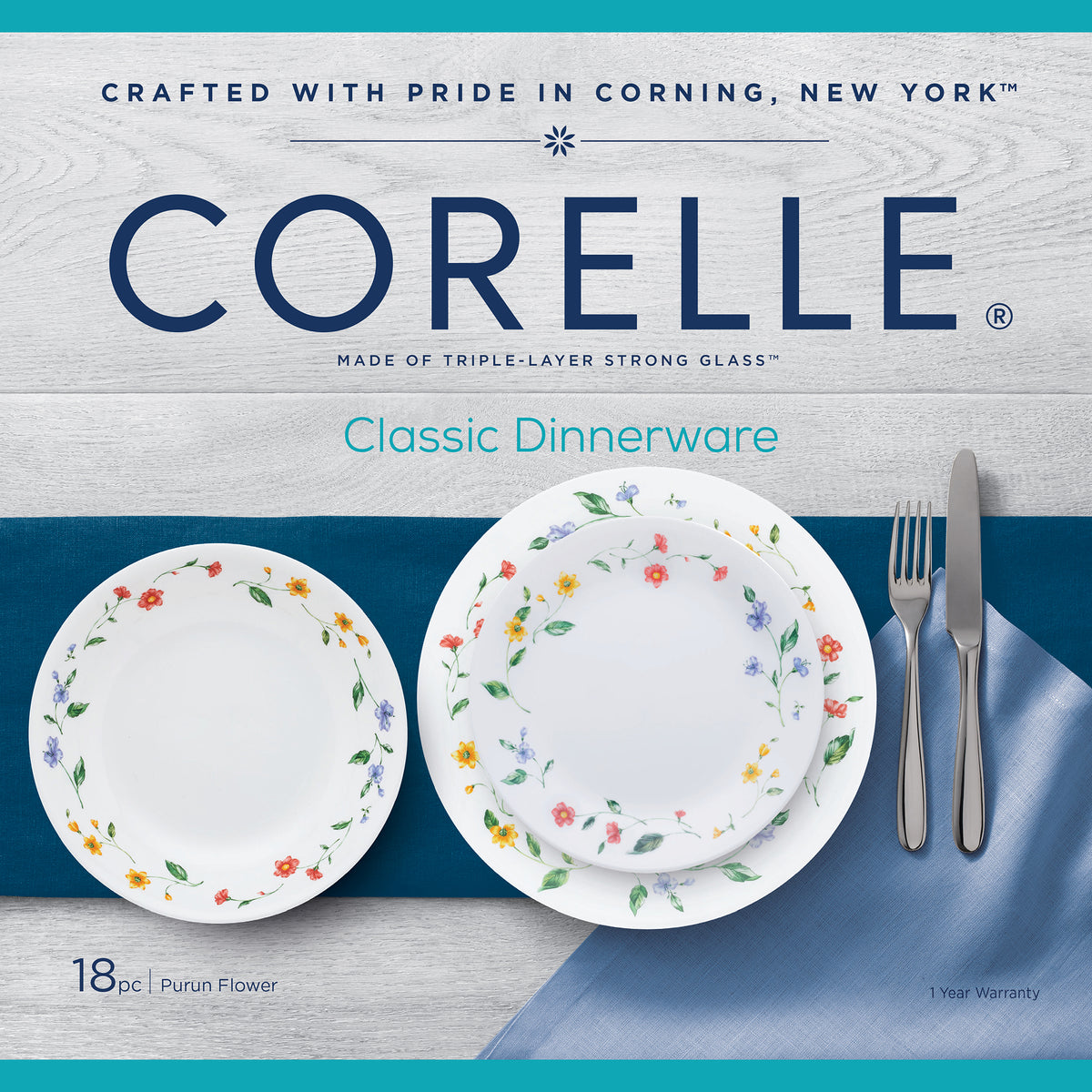 Corelle 18pc Dinnerware Set- Purun Flower