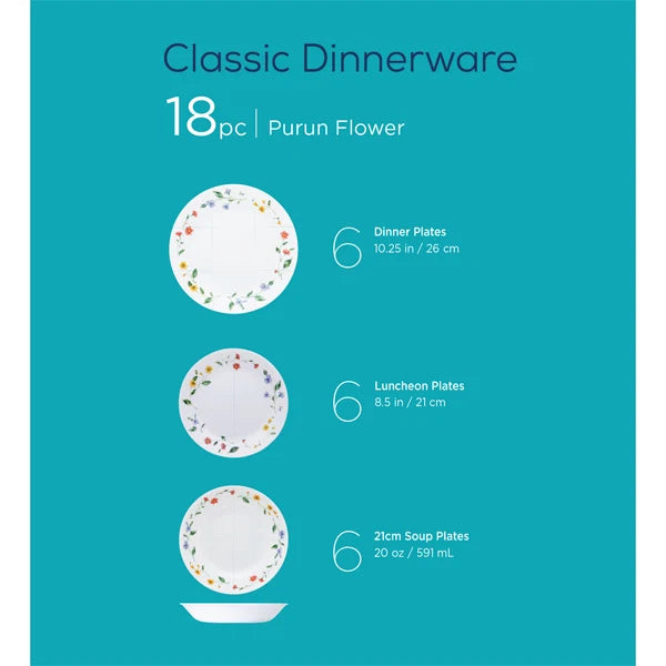 Corelle 18pc Dinnerware Set- Purun Flower