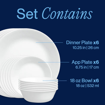 Corelle 18pc Dinnerware Set- Winter Frost White