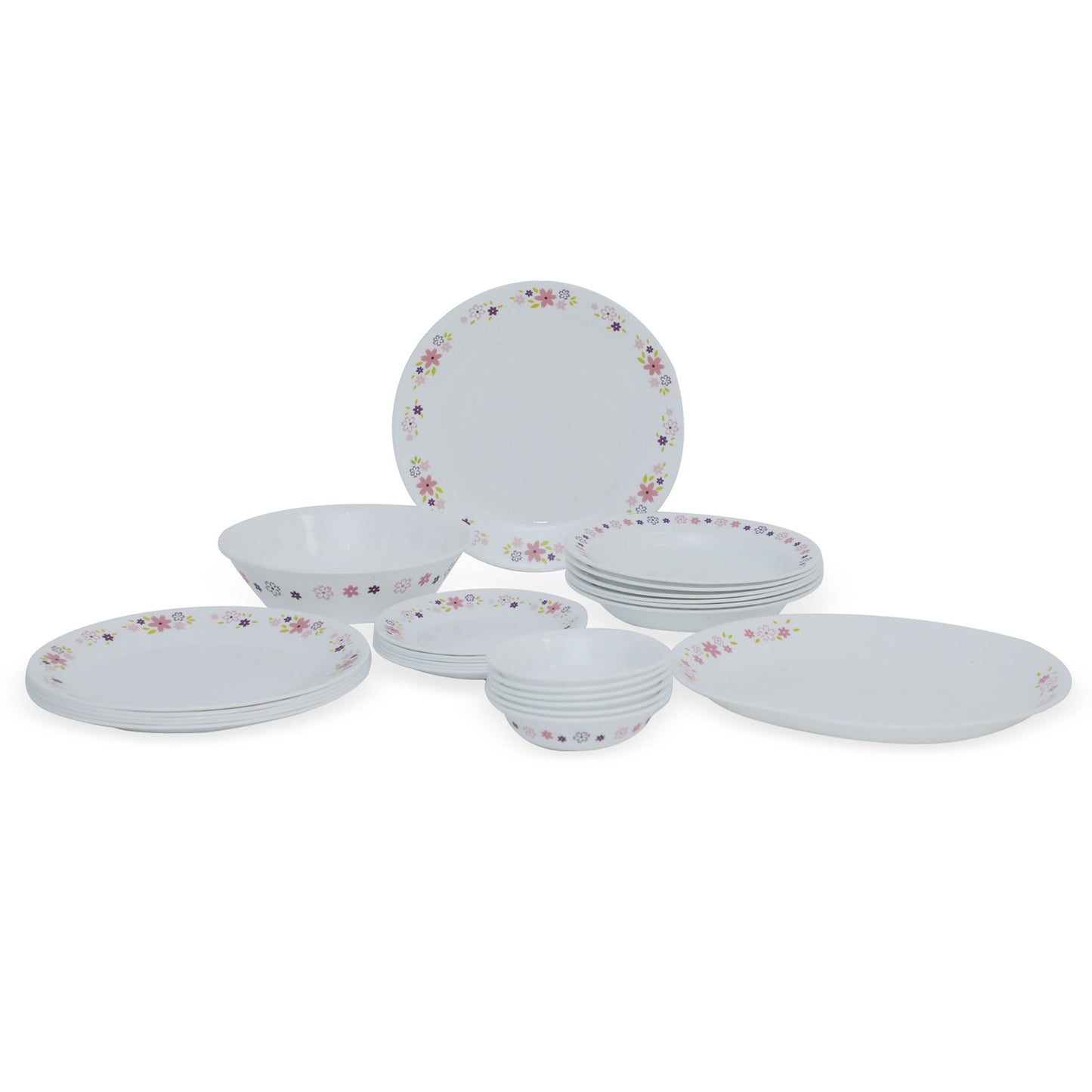 Corelle Floral Fantasy Styled Lifestyle Shot Bowls Plates Blue Runner Pakistan