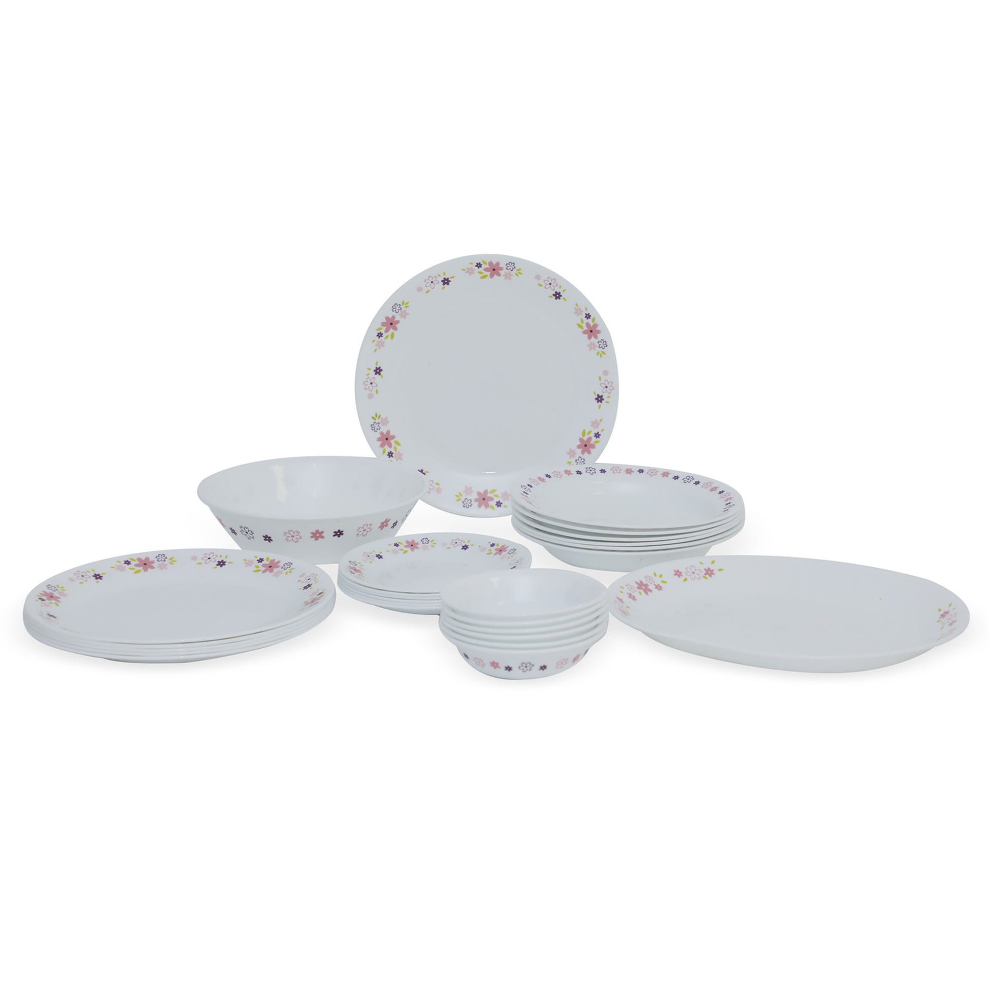 Corelle Floral Fantasy Styled Lifestyle Shot Bowls Plates Blue Runner Pakistan