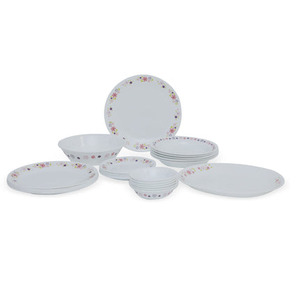 Corelle Floral Fantasy Styled Lifestyle Shot Bowls Plates Blue Runner Pakistan
