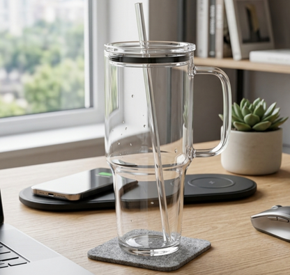 Danny Home Glass Tumbler 1 litre on desk – buy online Pakistan